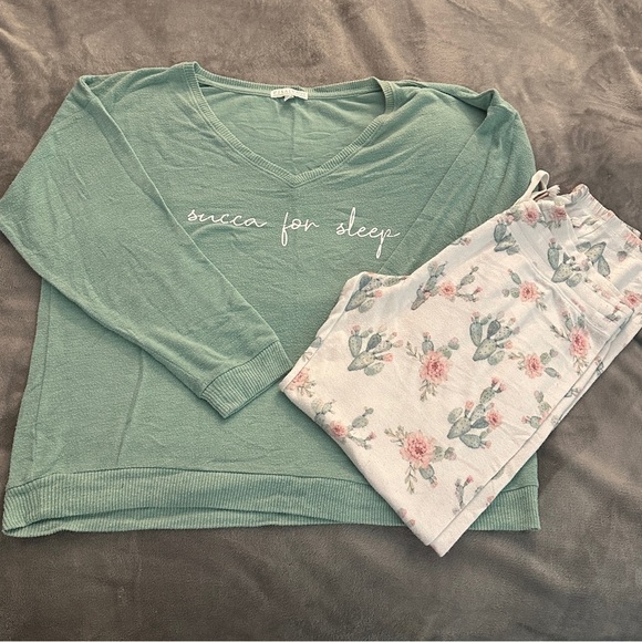 PJ Salvage Lounge More 'Succa for Sleep' PJ Set - Sage - Size L/XL - Picture 2 of 12